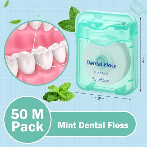 Honeydak 150 Pack Dental Floss Bulk Mint Flavored Floss 50m Each Travel Dental Floss Oral Care for Teeth and Gum Protection(Green)