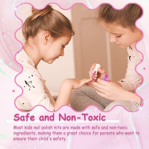 Kids Nail Polish Kit, 12 Color Toddler Nail Polish Set Non Toxic Peel-Off Safe Water Based Low Odor for Girls Ages 5+ for Makeovers and Birthday Gifts Nail Paint Set