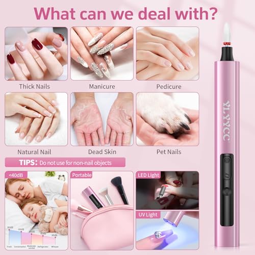 Cordless Nail Drill Electric File with UV Nail Lamp: Professional for Acrylic Gel Dip Powder Nails Portable Nail Drill Machine Kit for Manicure Pedicure Nail Set Rechargeable Lightweight