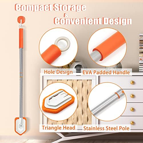 JEHONN 4-in-1 Tile Tub Scrubber with Long Handle, Upgraded Shower Cleaning Brush, 4 Different Function Scrub Brush Attachments Head for Bathroom, Bathtub, Floor, Wall, Baseboard