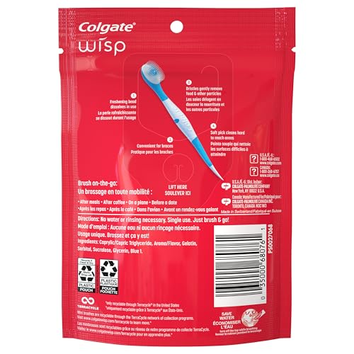 Colgate Max Fresh Wisp Disposable Mini Travel Toothbrushes, Peppermint, 24 Count (Pack of 4)