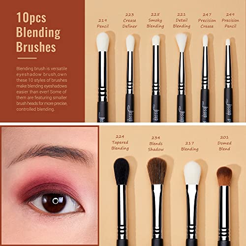 Jessup Eye Makeup Brushes Set Professonal 28pcs Premium Synthetic Eyeshadow Brush Eyeliner Brush Eyebrow Brush Blending Brush for Makeup Black T341