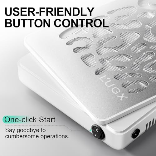 L'UGX Nail Dust Collector, Professional Dust Collector Nail Tech, Powerful Dust Suction Machine Manicure Pedicure Tool for Acrylic Nail Polishing, Low Noise, 30 Pcs Filter Papers