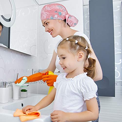 Honoson 6 Pcs Scrub Caps Women Nursing Hats with Buttons Adjustable Bouffant Nurse Hats Ponytail Holder Bouffant Turban