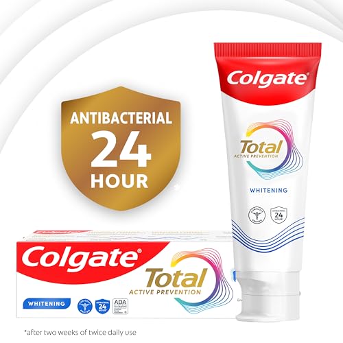 Colgate Total Whitening Toothpaste Gel, 10 Benefits, No Trade-Offs, Freshens Breath, Whitens Teeth and Provides Sensitivity Relief, Mint Flavor, 4 Pack, 5.1 Oz Tubes