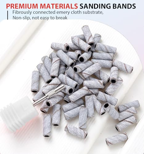 200Pcs Mini Nail Drill Bits Small Sanding Bands for Nail Drill with 3 mm Mandrel Bit, 80 120 180 240 Fine Grit Nail File for Acrylic Nails Gel Manicures and Pedicure (200pcs)