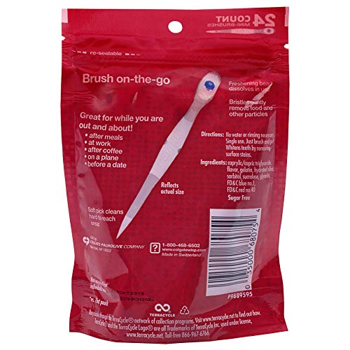 Colgate Optic White Wisp Disposable Mini Toothbrush, Cool Mint 24 Count (Pack of 4)