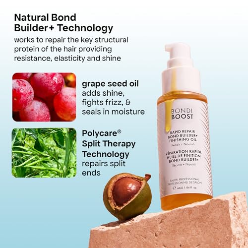BONDIBOOST Rapid Repair Bond Builder + Finishing Oil [1.86 fl oz], Hair Oil for Damaged Hair, Strengthening & Nourishing Formula for Smoother + Healthier + Shinier Results