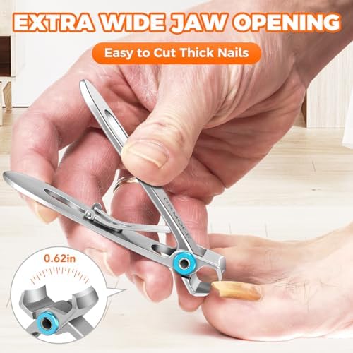 Heavy Duty Slanted Nail Clippers for Thick Nails - Wide Opening, Ultra Sharp Ingrown Toenail Clippers for Seniors