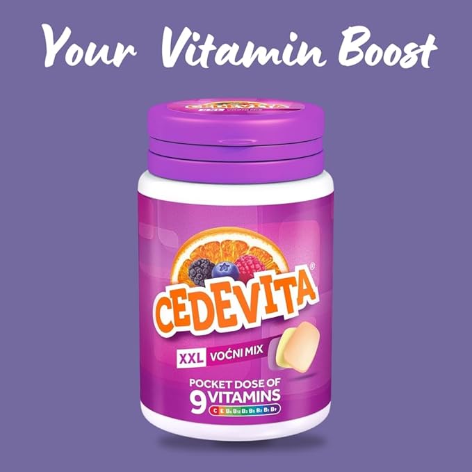 Cedevita Multivitamin Healthy and Sweet Candies with 9 Essential Vitamins in Mix Pot Flavor – A Pocket Full of Vitamins Immune System Booster – Pack of 15 Candies, 58.5g