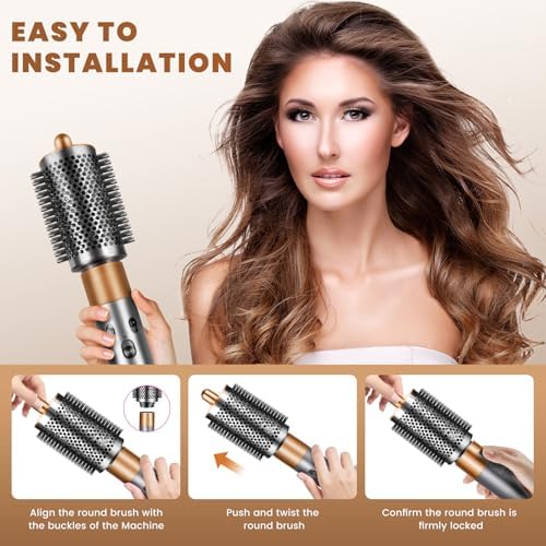 Large Volumizing Round Brush for Dyson Airwrap Styler Attachment,Upgraded Larger Round Brush Tool and Hair Style Replacement for Airwrap Accessories (Nickel/Copper)