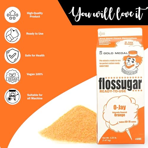 Concession Essentials - GM-Orange Floss-1ct Cotton Candy Floss Sugar Orange -1 Carton