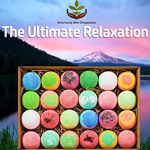 Bulk Bath Bombs Gift Set - 24 Nurture Me Organic Bath Bomb Kit - Moisturizing Bath Bombs Bath Gift Set – Best Birthday Gifts for Women, Mom, Girls, Teens, Her