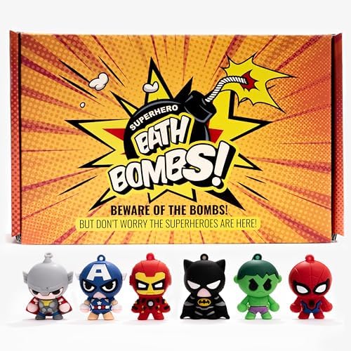 COSMETICS STORIES-Superhero Bath Bombs for Kids with Surprise Inside - Organic, Gentle, and Mess-Free Bath Time Fun for Kids - Vibrant Colors and Amazing Scents - Amazing Gift for Superhero Fans