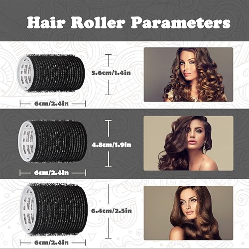Hair Roller Set 18 pcs Self Grip Hair Rollers,Hair rollers with hair clips and comb,Salon hairdressing curlers,DIY Hair Styles, Sungenol 3 Sizes Hair Rollers in 1 set