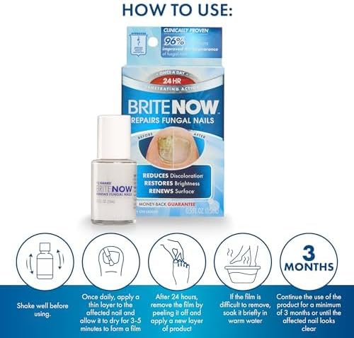 Brite Now Nail Treatment, Restores The Appearance Of Damaged & Discolored Nails, Peel-Away Technology, Brightening & Smoothing Nail Repair, 0.5 Ounce