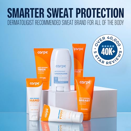 Carpe Sweat Absorbing Hand & Foot Lotion Bundle, Stop Sweaty Hands and Sweaty,Smelly Feet, Dermatologist Recommended