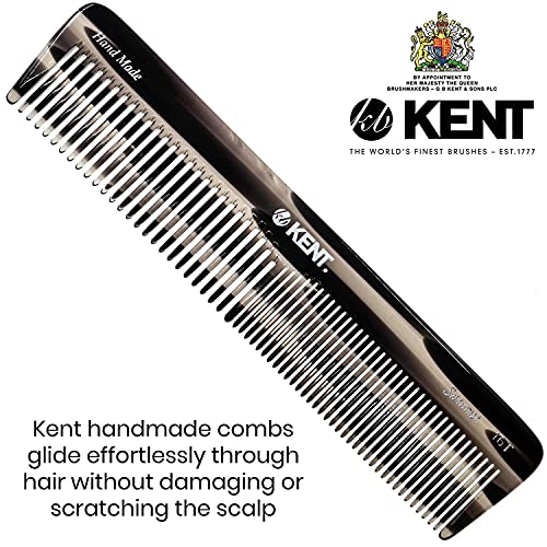 Kent 16T-16TG Fine Tooth and Wide Tooth Comb for Daily Grooming, Handmade Styling Comb for All Hair Types, Styling and Detangling Combs for Men and Women
