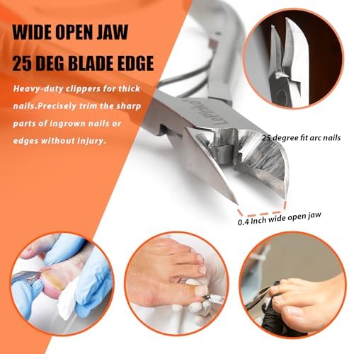 Heavy Duty Podiatrist Toenail Clippers for Thick and Ingrown Nails, Hand Forged Stainless Steel Toe Nail Clippers for Men Women Seniors