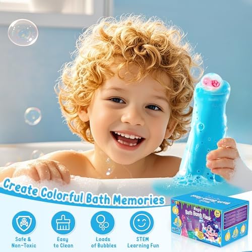 Kids Bath Bombs Potions Kit with 12PCS Surprise Toys Inside & 6PCS Bubble Bath Bottles for Toddlers (Glow)