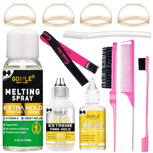 Lace Melting Spray for Glueless Wigs - Essentials Kit with Lace Front Wig Glue & Remover
