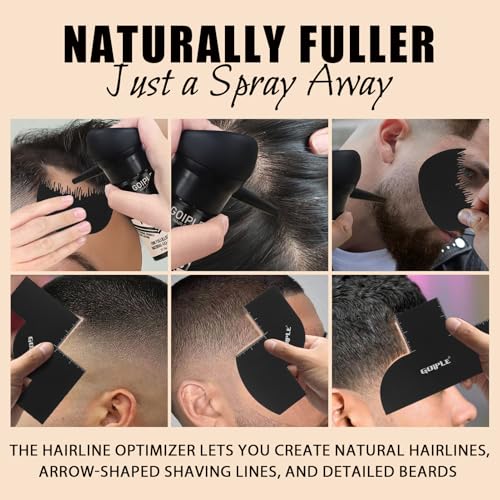 Hair Thickening Fibers&Pump Applicator Set Professional Hair Styling Set- Hair Fibers Barber Enhancement Spray for Mens Hair&Beard- Hairline Enhancer & Volumizing Spray Barber Enhancement Card (Black)