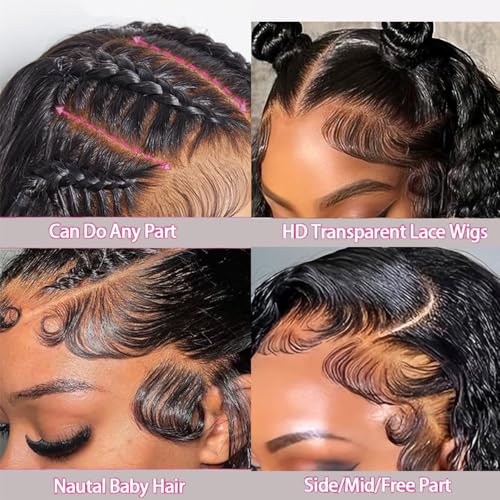 30 Inch Deep Wave Lace Front Wigs Human Hair Pre Plucked 200% Density HD Transparent 13x4 Lace Frontal Wigs For Women Human Hair Lace Front Wigs Deep Curly Human Hair Wig