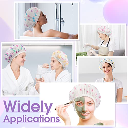 20 Pcs Waterproof Shower Caps for Women,Reusable Plastic Bath Hair Caps with Elastic Band Assorted Colors for Home,Salon & Spa