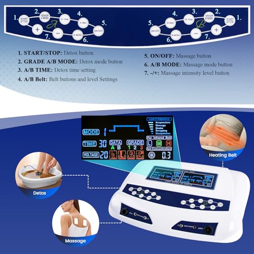 Ionic Foot Bath Detox Machine, Professional Ion Cleanse Dual Ionic Detox Foot Bath Spa Ion Spa Chi Cleanse System for Home USE, 8 Mode Foot Spa Detox, Far Infrared Belt