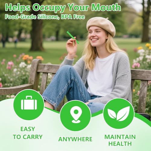 Lemon Flavored Chewable Breather Sticks with Essential Oil Pure-Locked Flavor Breather Chew Stick, Chewable Oral Fixation Tool with 3 Refill Cores for Travel/Office/Car