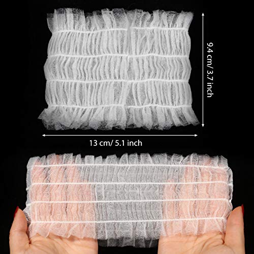 Chuangdi 100 Pieces Disposable Spa Headbands Soft Non-woven Facial Hair Band Elastic Facial Head Wraps Cloth Stretch Skin Care Makeup Sauna Washing Face Supplies for Women(White)