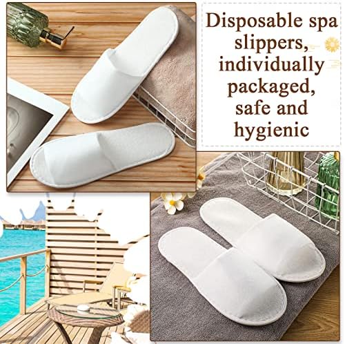 Coume 48 Pairs Disposable Slippers for Guests Bulk Soft Disposable Hotel Spa Slippers Open Toe White Non-Slip for Women Men Home Indoor Hotel Travel Wedding Party