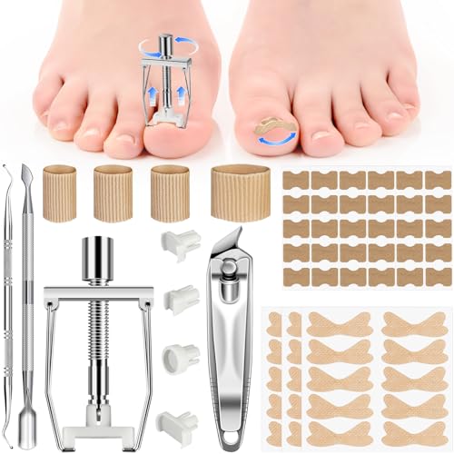 Ingrown Toenail Removal Kit, Professional Ingrown Toenail tool Kit with Ingrown Toenail Corrector, 50PCS Ingrown Toenail Corrector Patch & 30PCS Toenail Corrector Strips for Toe Pain Relief