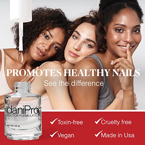daniPro Doctor-Formulated Clear Base Coat Nail Polish, 0.5 oz - Base Coat Nail Polish with Undecylenic Acid, Vitamins & Biotin - Nail Base Coat for Stronger, Healthier Nails, Manufactured in the USA