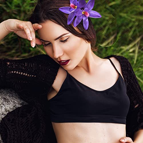 Jexine 18 Pcs Flower Hair Clip for Women Hawaiian Artificial Hibiscus Flower Hair Pins Big Double Chiffon Tropical Flower Hair Summer Accessories for Bridal Wedding Accessory Hair Clip Hair Barrette