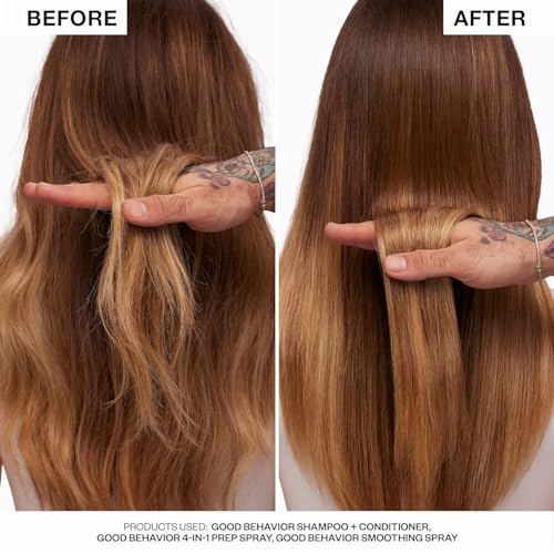 IGK GOOD BEHAVIOR Spirulina Protein Smoothing Spray Travel Bundle | Keratin Like Treatment + Frizz Control + Heat Protectant | Vegan + Cruelty Free | (5.6 Oz + 2.4 Oz)