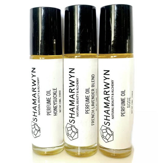 Botanical Perfume Oil Gift Set – Rose, Honeysuckle & Lavender Roll-Ons | Natural Jojoba-Based Fragrance Trio, 10ML Each