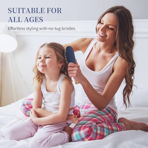 Large Paddle Brush, Hair Brush for Thick Thin Hair, Professional Hairbrush for Blow Drying, Massage Flexible Soft Bristles, Deluxe Gold Handle, Hairbrush for Women Men Kids