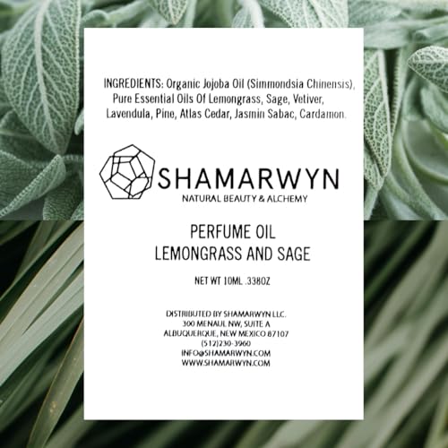 Lemongrass and Sage Perfume Oil Natural Organic Botanical Essential Oil Blend Roll-On 10ml