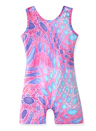HOZIY Girls Gymnastics Leotards 5t 5-6 Blue Purple Bubbles Sparkles Biketards Outfits Clothes