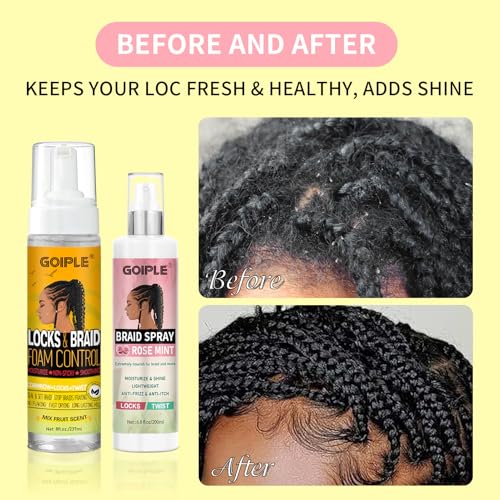 Braid Foam Control Mousse Hair Braiding Mousse for Twist, Locs, Braids Lightweight - Braid Spray Rose Mint for Dreads, Dreadlocks, Locks Spray Rose Water for Itchy Scalp (2PCS)