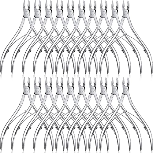 Chumia 20 Pcs Cuticle Trimmer Stainless Steel Cuticle Nippers, Nail Edge Cutter Clippers Dead Skin Trimmer Pointed Pedicure Manicure Nipper Remover Care Tools Bulk for Fingernails Toenails(Silver)