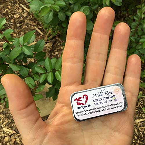 Compact Personal Wild Rose Solid Perfume | Luxurious Artisan Spa Gift for Her | Convenient, fits in your purse or travel bag | Rose Perfume