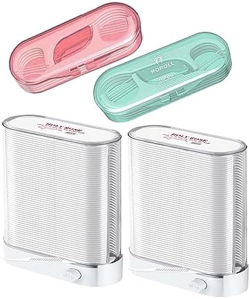 Holy Rose Dental Floss Dispenser 2 Box, Floss Picks Micro Portable Case 2 Boxs,with Adults Floss Sticks 196 Count,Flossers Toothpicks Sealed Storage Perfect forFamily,Hotel,Travel for Clean Teeth.