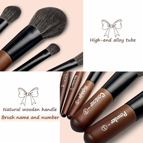 Jilier Travel Makeup Brush Set, 14 pcs Mini Makeup Brushes for Foundation, Powder, Eyeshadow, Highlight, Contour, Blush & Concealer, Small Makeup Brush Set Purse Size with Case