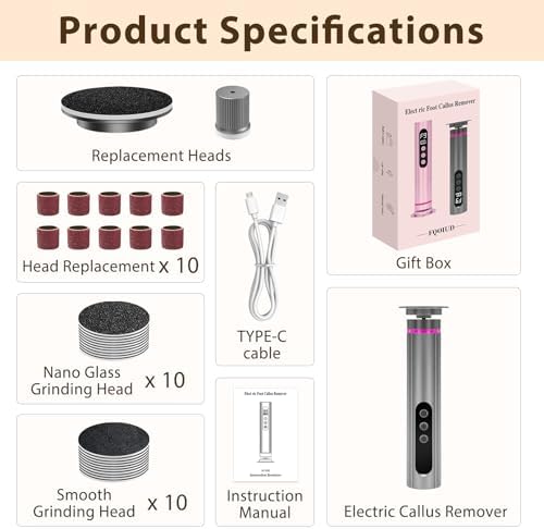 Callus Remover for feet- 2 in 1 Electric Foot File,Adjustable Speed Foot File with Sandpaper Discs & Grinding Heads, 9 Speeds Electric Foot Callus Remover, Pedicure Tools for Valentine's Day Gift