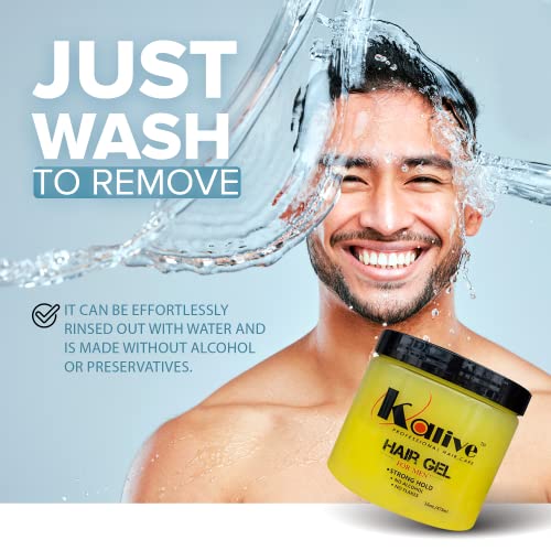 KALIVE Men's Hair Styling Gel 16 oz, Strong-Hold and Light Shine all day, Mens Hair Product fresh scent No Flaking or Alcohol.