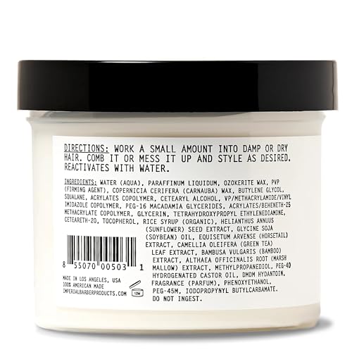 Imperial Barber Grade Products Matte Pomade Paste Light-Medium Hold, Natural, No-Shine Finish, Non-Greasy, Add Volume - 5 oz