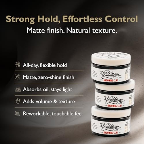 Grooming Clay – Strong Hold, Natural Matte Finish, and Flexible Styling with Kaolin Clay & Beeswax – Tobacco Vanilla Scent – 3.4 oz (1-pack)