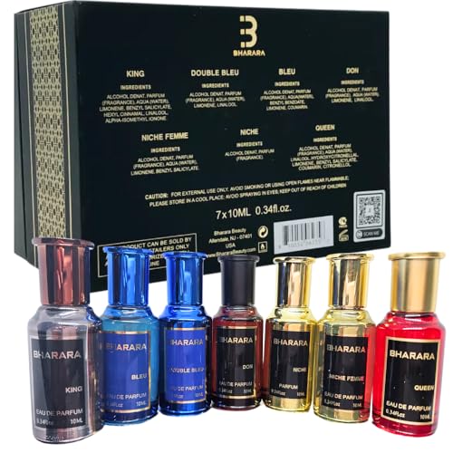 Collection Gift Set 7 pzas King|Blue|Double Blue|Don|Niche|Niche Femme|Queen EDP 10ml/0.34oz Unisex | Citrus, Aquatic,Aromatic, Spicy a modern and long-lasting scent